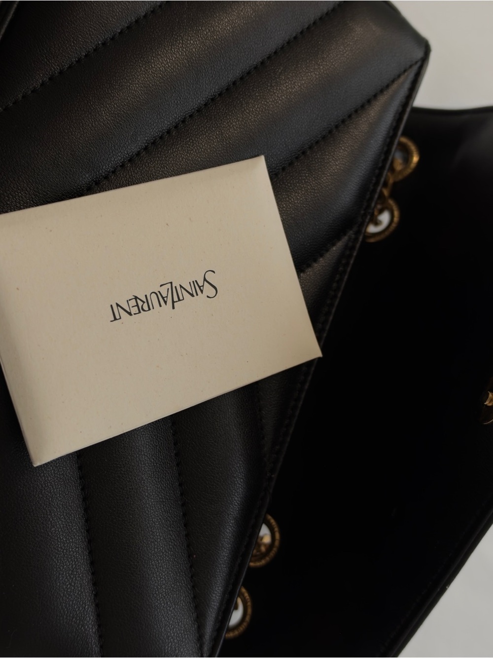 Saint Laurent Black Quilted Leather Shoulder Bag with Gold Hardware